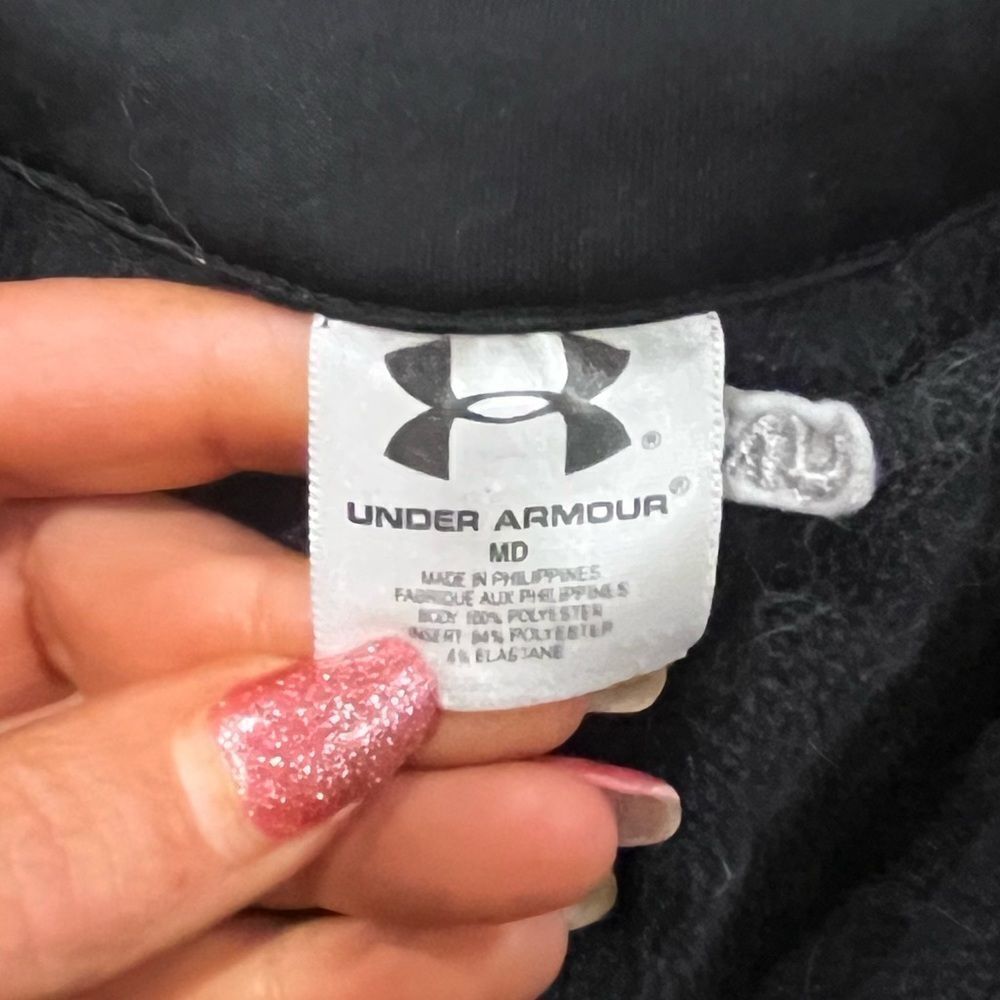 Under Armour Sweatshirt 1/4 Zip Pullover Long Sleeve Chest Logo Black Medium - Picture 4 of 6